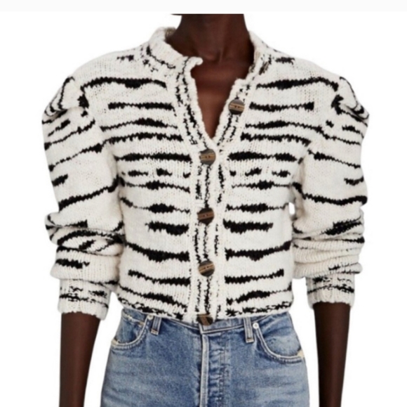 Ulla Johnson Skye Zebra Wool Cardigan. Tag says medium, BUT FITS LIKE AN XXS. - Picture 2 of 9